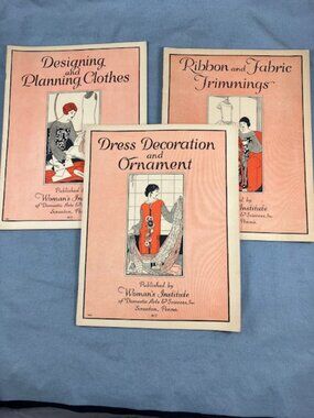 3 Vtg Sewing Dressmaking Books 1925 Womans Institute Domestic Arts Ribbon Trims